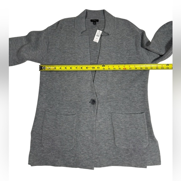 Talbots Knit Cardigan Sweater Size Medium Petite Gray Lambswool Blend Office NWT - Picture 3 of 7